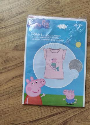 Детская футболка для девочки свинка пепа, peppa pig р.98/104, 110/116, 122/128,красивая disney