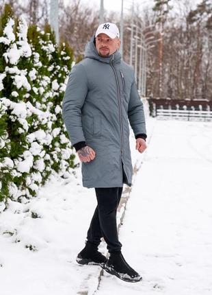 Серая зимняя парка, куртка, пальто мужское s-xxl7 фото