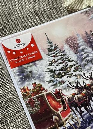 Набор новогодних открыток+конвертов (8 штук)2 фото