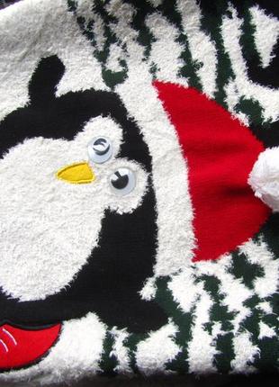 Музыкальная вязаная кофта свитер джемпер пингвин новогодняя новый год рождественская christmas4 фото