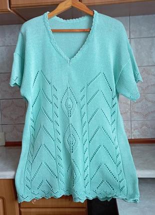 Вязаная кофта из хлопковой пряжи р.54-56