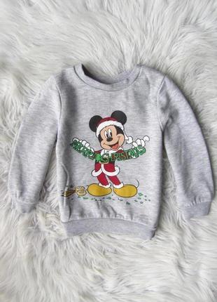 Кофта толстовка свитер микки маус санта новогодний новый год рождественский christmas disney primark