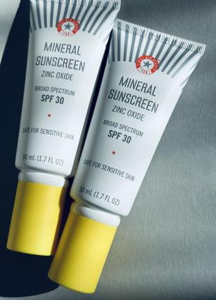First aid beauty mineral sunscreen zinc oxide broad spectrum spf 30 солнцезащитный крем для лица