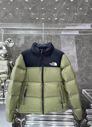 Пуховик the north face tnf куртка пух оливка зелена