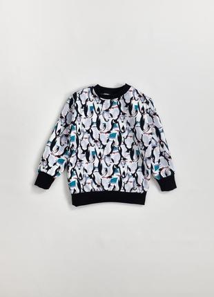 Теплий світшот на флісі на хлопчика на дівчинку пінгвін