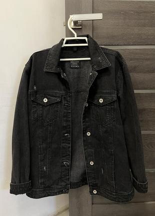 Чорна джинсова куртка джинсовка4 фото
