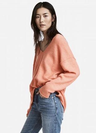 Пуловер h&m теплий светр шерсть персиковий
