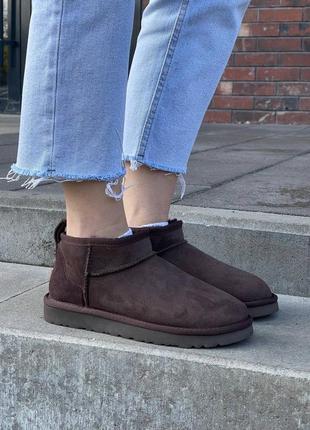 Уги ugg classic ultra mini brown угги натуральна овчина