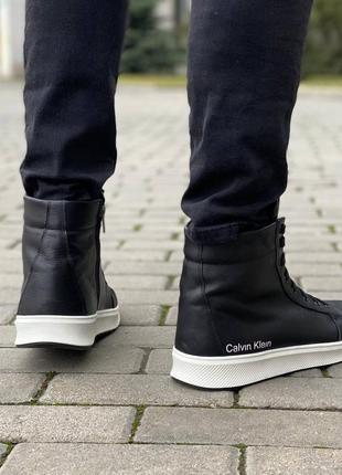 Кожаные зимние ботинки на молнии calvin klein2 фото