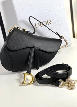 Сумка женская кожаная черная брендовая в стиле dior saddle люкс1 фото