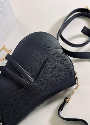 Сумка женская кожаная черная брендовая в стиле dior saddle люкс5 фото