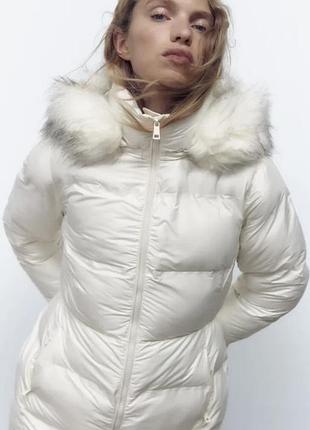 Нова тепла куртка пуховик zara в розмірі l (маломірить на м)