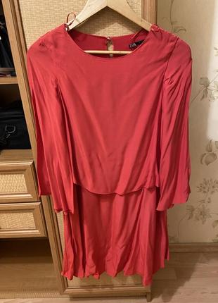 Платье зара zara плата платье платье кароткое шифоновое красное на новой год на праздник женское длинное3 фото
