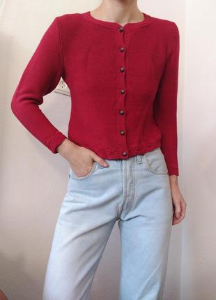 Винтажный кардиган бордовый свитер с пуговицами джемпер пуловер реглан лонгслив кофта винтаж джемпер хлопок свитер6 фото