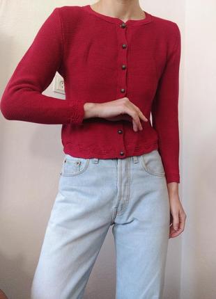 Винтажный кардиган бордовый свитер с пуговицами джемпер пуловер реглан лонгслив кофта винтаж джемпер хлопок свитер4 фото