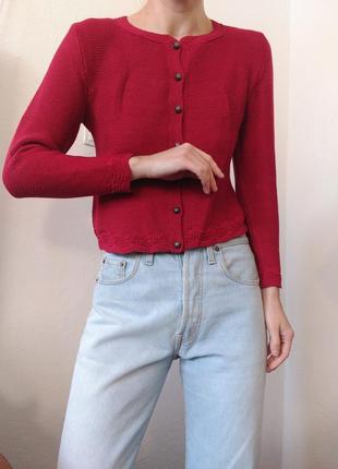Винтажный кардиган бордовый свитер с пуговицами джемпер пуловер реглан лонгслив кофта винтаж джемпер хлопок свитер2 фото