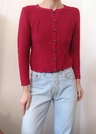 Винтажный кардиган бордовый свитер с пуговицами джемпер пуловер реглан лонгслив кофта винтаж джемпер хлопок свитер7 фото