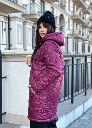 Зимняя удлиненная куртка на молнии с капюшоном утеплитель силикон4 фото