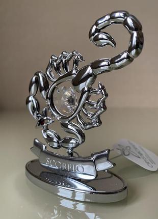Crystocraft zodiac crystal swarovski, статуэтка знака задиака скорпиона в цвете серебра, кристаллы сваровские original7 фото