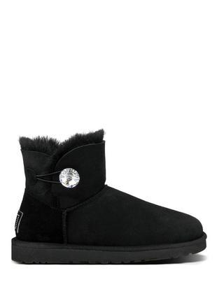 Женские угги ugg mini bailey 49 bling black с пуговицей swarovski