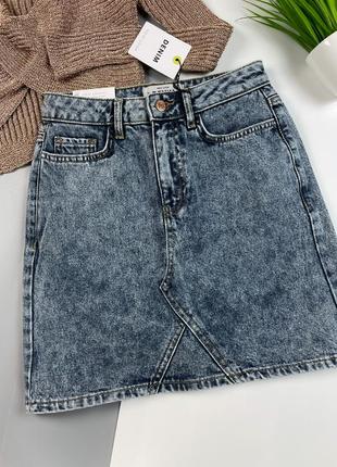 Джинсовая мини юбка new look, коттон, плотный деним6 фото