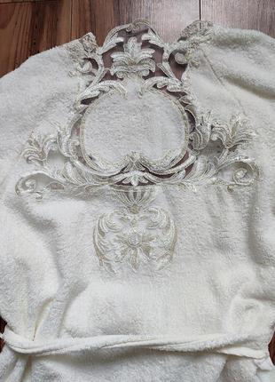 Банный махровый халат с кружевом премиум класса royal home6 фото