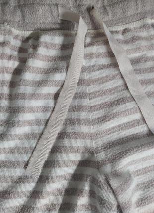 Штаны домашние теплые&nbsp; в бело-коричневую полоску4 фото