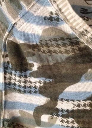 Молодіжний пуловер, светр на весну, принт камуфляж, смужка6 фото
