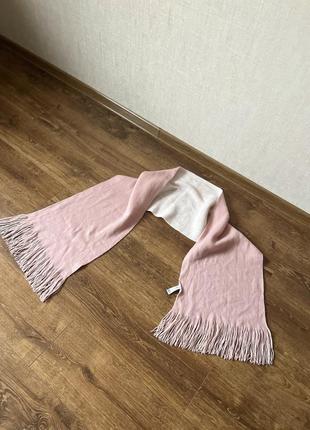 Стильный тёплый шарф двухсторонний розовый с белым мягкий лёгкий невесомый
