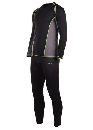 Комплект термобелья мужской hi-tec kamo thermal set xlack/gray/lime (85562-blk/ft-grey)4 фото