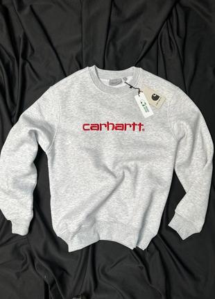 Чоловічий та жіночий світшот carhartt сірий вишивка зима осінь