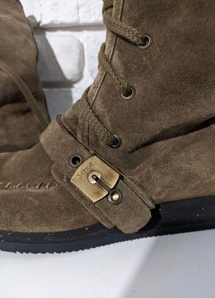 Замшеві ботинки чоботи теплі зимові на шнурках3 фото