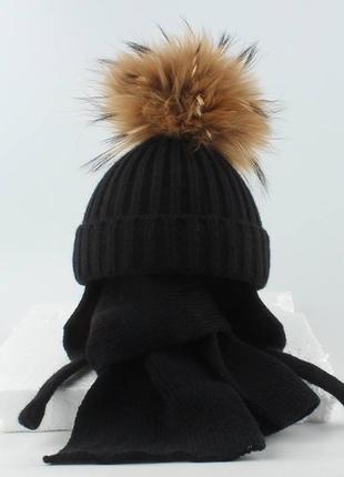 Зимняя шапка с шарфом3 фото