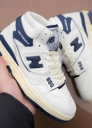 Кроссовки зимние кожаные, new balance 65 mid white&amp;blue.