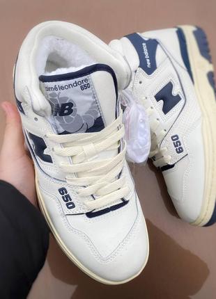 Кроссовки зимние кожаные, new balance 65 mid white&amp;blue.6 фото