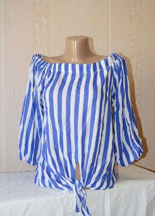 💕💕💕 стильная вискозная трендовая летняя блуза топ на завязках в полоску морячка1 фото