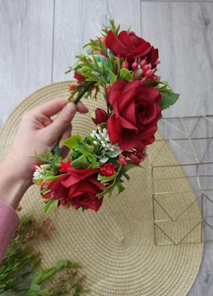 Венчик обруч с цветами ободок на голову с розами5 фото