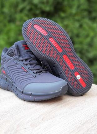 Женские кроссовки One reebok zig kinetica высокие серые с красным скидкостью sale <unk> smb6 фото