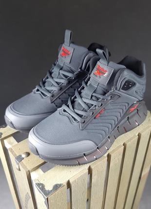 Женские кроссовки One reebok zig kinetica высокие серые с красным скидкостью sale <unk> smb8 фото