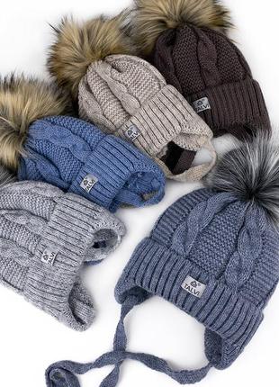 Зимова шапка для хлопчиків на флісі 44-46