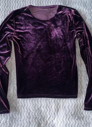 Фиолетовая бархатная блуза лонгслив готическая