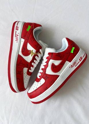 Кроссовки louis vuitton x nike air force 1 low red3 фото