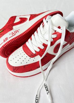 Кроссовки louis vuitton x nike air force 1 low red1 фото