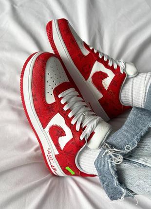 Кроссовки louis vuitton x nike air force 1 low red8 фото