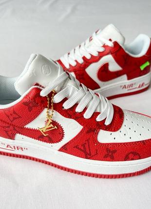 Кроссовки louis vuitton x nike air force 1 low red5 фото