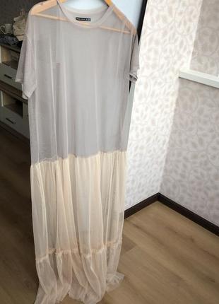 Довга сукня пеньюар, сітка, фатин, бальна, оригінальна , ексклюзив2 фото