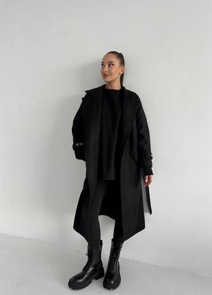 Двубортное длинное пальто на запах кашемир премиум xs s m l xl xxl