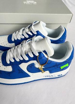 Кроссовки louis vuitton x nike air force 1 low blue8 фото