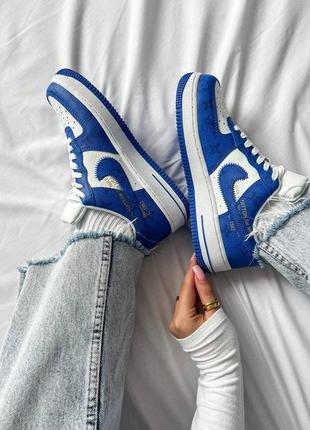 Кроссовки louis vuitton x nike air force 1 low blue10 фото