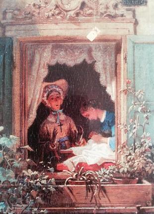 Панно деревянное "любовное письмо"оттиск работ немецкого художника карл шпицвег